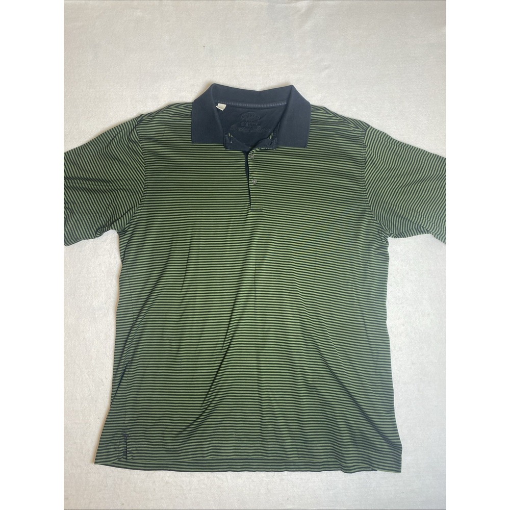 Cutter & Buck Signature Men Polo Shirt Green Black Micro Stripe Golf Sz XL
